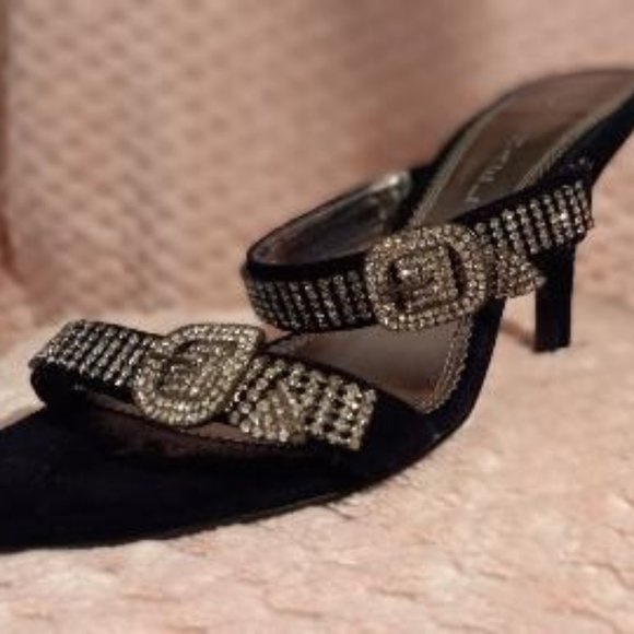 Womens High Heels Embellished Rhinestone Strap - Picture 3 of 5